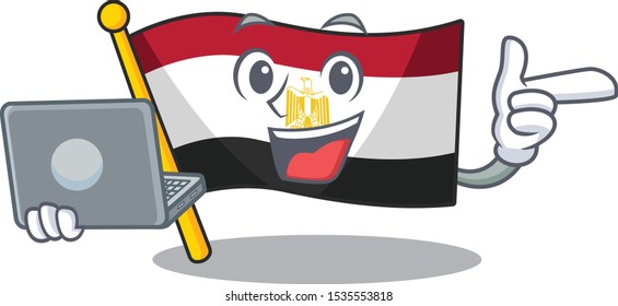 With laptop flag egypt mascot the character shape
