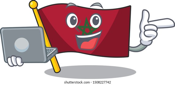 With laptop flag morocco isolated with the character