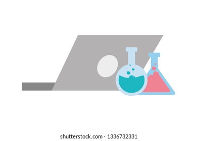 laptop flasks laboratory science