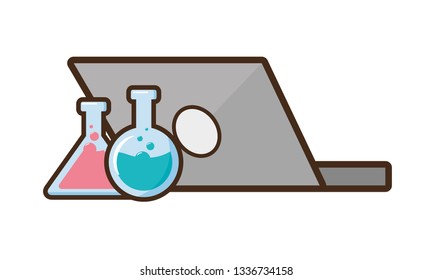 laptop flasks laboratory science