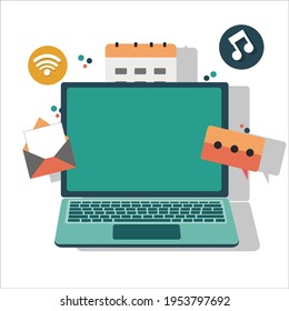 laptop flat art illustration vector
