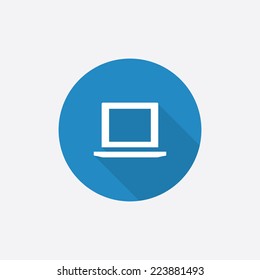 laptop Flat Blue Simple Icon with long shadow, isolated on white background  