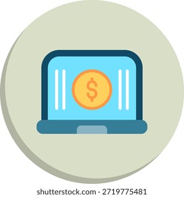 Icono de estilo de círculo plano para computadora portátil