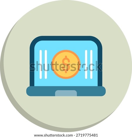 Laptop Flat Circle Style Icon
