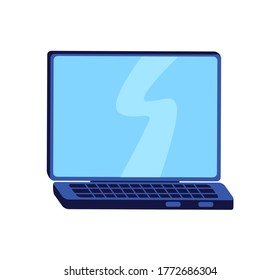 Laptop flat color vector object. Notebook with keyboard and wide screen. Portable device for work. Modern technology isolated cartoon illustration for web graphic design and animation