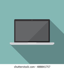 Laptop in a flat design with long shadow