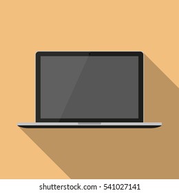 Laptop in a flat design with long shadow