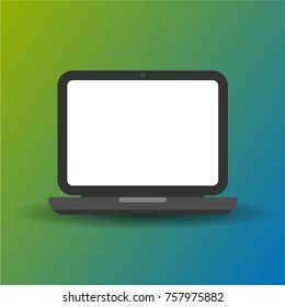Laptop flat design with shadow. Vector illustration