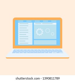 Laptop flat design style icon - vector illustration