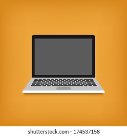 Laptop Flat Design Style Icon. Vector Illustration