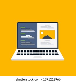 laptop flat design style icon illustration

