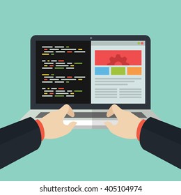 laptop flat design style icon. vector illustration