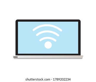 Diseño plano portátil con diseño vectorial de iconos wifi. 