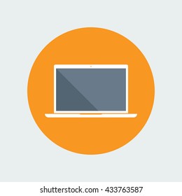 Laptop flat icon with blank display. Sign of a notebook with empty screen. Portable PC symbol. EPS8 clean vector illustration.
