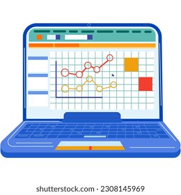Laptop flat icon computer screen vector desktop