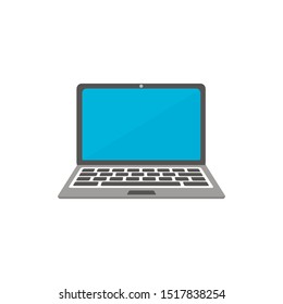 Laptop flat icon. Computer symbol. Vector illustration. Top view Laptop Flat design vector icon.