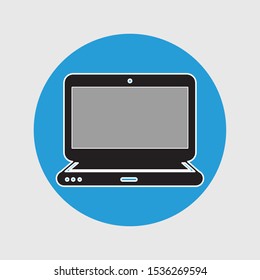 Laptop flat icon. Computer symbol. Vector illustration.