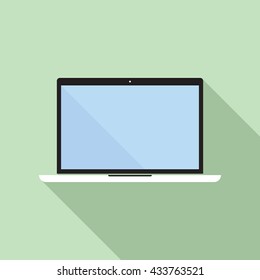 Laptop flat icon with empty screen. Sign of a notebook with blank display. Portable PC symbol. EPS8 clean vector illustration.