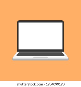 Laptop flat icon illustration on orange background. Vector illustration. EPS 10.