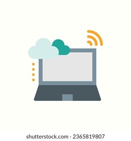 icono plano portátil, icono aislado en fondo claro, perfecto para sitio web, blog, logotipo, diseño gráfico, medios sociales, interfaz de usuario, aplicación móvil