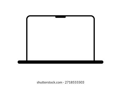 Icono plano del ordenador portátil, maqueta aislada en el fondo blanco. Ilustración vectorial