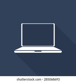 laptop flat icon with long shadow.