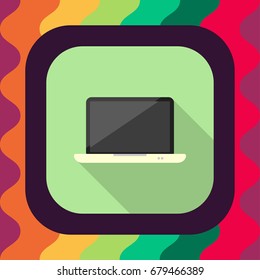 laptop flat icon with long shadow, vector illustration