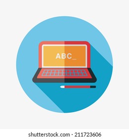 laptop flat icon with long shadow,eps10