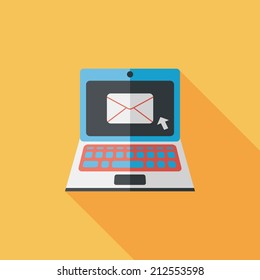 laptop flat icon with long shadow,eps10