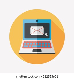 laptop flat icon with long shadow,eps10