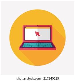 laptop flat icon with long shadow,eps10