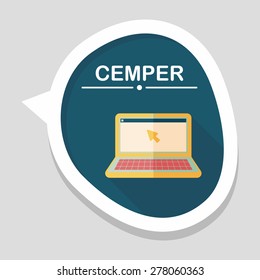 laptop flat icon with long shadow,eps10