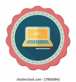laptop flat icon with long shadow,eps10