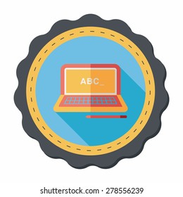 laptop flat icon with long shadow,eps10