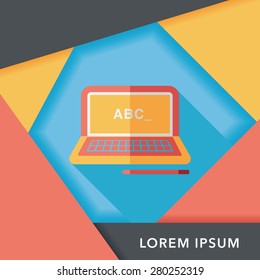 laptop flat icon with long shadow,eps10