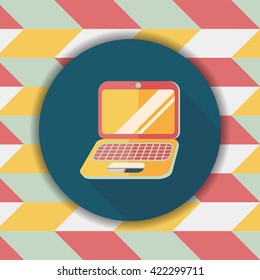 laptop flat icon with long shadow,eps10
