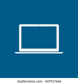 Laptop  Flat Icon On Blue Background
