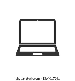 Laptop-Flachsymbol auf weißem Hintergrund