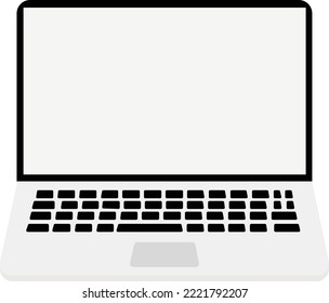 Icono plano portátil sobre fondo blanco. Computadora portátil con pantalla vacía en blanco. pc con signo de pantalla vacío. estilo plano.