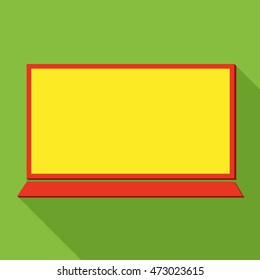 Laptop flat icon over green background, vector illustration