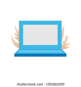 laptop flat icon, pc illustration, computer sign, work symbol