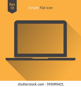 Laptop Flat Icon. Simple Sign Of Technology. Realistic Modern Laptop Symbol. Isolated On Colored Background. Mock Up Vector Illustration