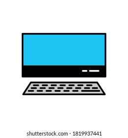 Laptop flat icon, icon for technology. Design template vector