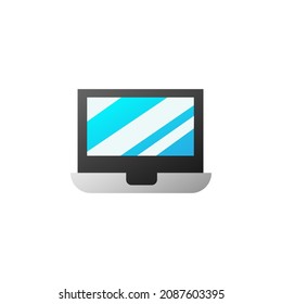 Portátil Con Icono Plano Ilustración Vector