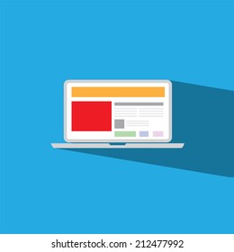 laptop flat icon  vector illustration eps10
