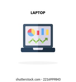 Icono plano de portátil. Ilustración vectorial sobre fondo blanco. Se puede usar para productos digitales, presentación, interfaz de usuario y muchos más.