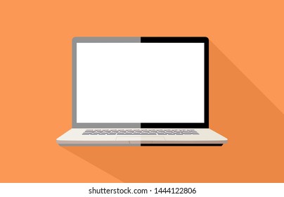 laptop flat icon with white screen .vector