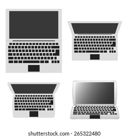 Laptop flat icons/objects. Vector illustration.