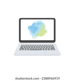 Vector de ilustración plana portátil aislado en fondo blanco. Material escolar y de oficina. De vuelta a la escuela, de vuelta al trabajo. Negocios.