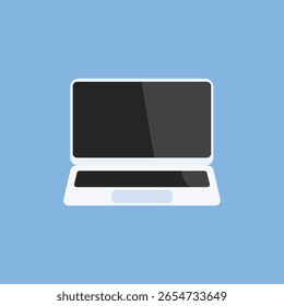 Vector plano de la ilustración del ordenador portátil aislado en fondo azul